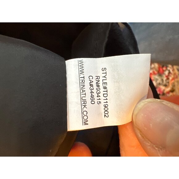 Trina Turk Black Chiffon Dress With Beaded Cuffs & Sheer Sleeves Size 6 - Picture 6 of 7